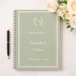 Guest Book sage green monogrammed wedding Notitieboek