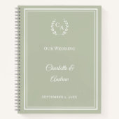 Guest Book sage green monogrammed wedding Notitieboek (Voorkant)