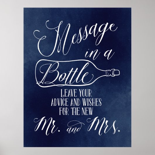 Guest Book-sign - Bericht in fles - marine Poster (Voorkant)