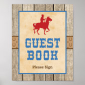 Guest Book Sign Cowboy Western Baby shower Poster (Voorkant)