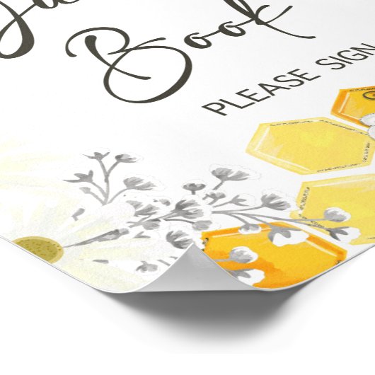 Guest Book Sign Honey Bee Yellow Shower Sign Poster (Hoek)