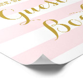 Guest Book Sign Roze Stripes Gold Confetti Poster (Hoek)
