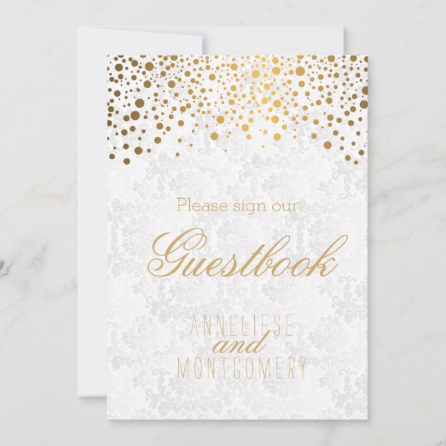 Guest Book Sign - Stijlvolle Gold Confetti (Voorkant)