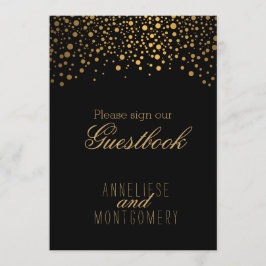 Guest Book Sign - Stijlvolle Gold Confetti Kaart