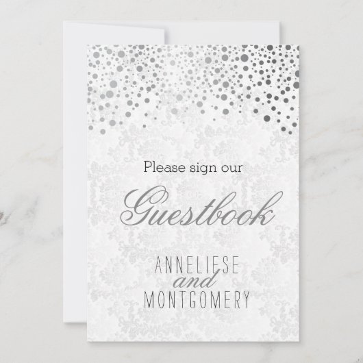 Guest Book Sign - Stijlvolle zilveren Confetti (Voorkant)