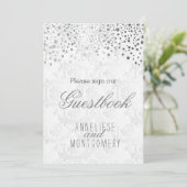 Guest Book Sign - Stijlvolle zilveren Confetti (Staand voorkant)