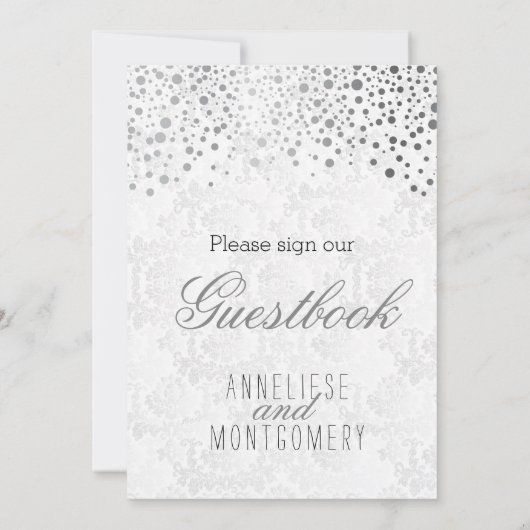 Guest Book Sign - Stijlvolle zilveren Confetti (Achterkant)