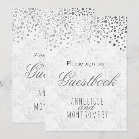 Guest Book Sign - Stijlvolle zilveren Confetti (Voorkant / Achterkant)