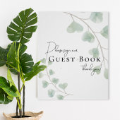 Guest Book Sign with Eucalyptus Leaves Perfect Poster