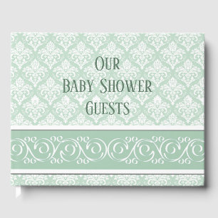 Guest Book - Soft Jade Damask Gastenboek
