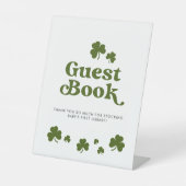 Guest Book St. Patrick's Day Green Shamrock Reclamebord Met Voetstuk (Voorkant)