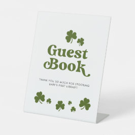 Guest Book St. Patrick's Day Green Shamrock Reclamebord Met Voetstuk