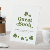 Guest Book St. Patrick's Day Green Shamrock Reclamebord Met Voetstuk (Insitu)