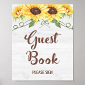 GUEST BOOK Sunflower Party of Shower Sign Poster (Voorkant)
