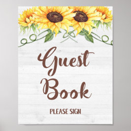 GUEST BOOK Sunflower Party of Shower Sign Poster