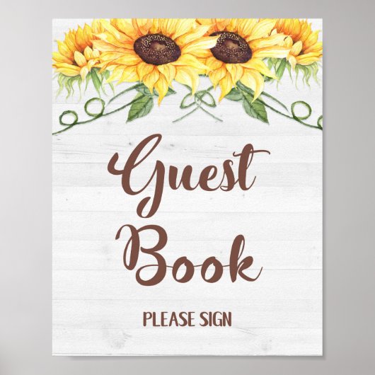 GUEST BOOK Sunflower Party of Shower Sign Poster (Voorkant)