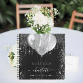 Guest book Sweet 16 black Silver glitter name Notitieboek