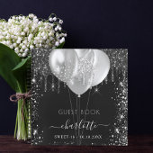 Guest book Sweet 16 black Silver glitter name Notitieboek
