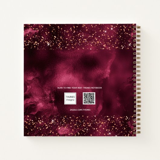 Guest book Sweet 16 Bourgogne roos goudtiara Notitieboek (Achterkant)