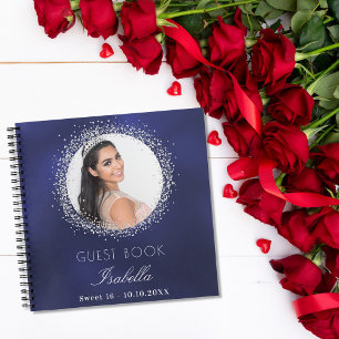 Guest book Sweet 16 navy blue Silver foto Notitieboek