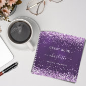Guest book Sweet 16 paarse glitter name Notitieboek