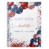 Guest book Sweet 16 patriottisch rood wit blauw Notitieboek (Voorkant)