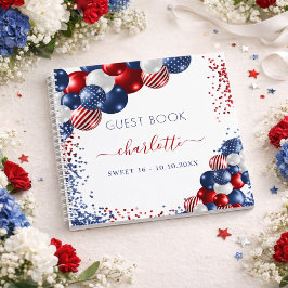 Guest book Sweet 16 patriottisch rood wit blauw Notitieboek