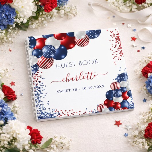 Guest book Sweet 16 patriottisch rood wit blauw Notitieboek