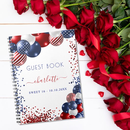 Guest book Sweet 16 patriottisch rood wit blauw Notitieboek