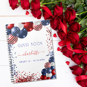 Guest book Sweet 16 patriottisch rood wit blauw Notitieboek