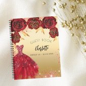 Guest book Sweet 16 red gold glitter jurk Notitieboek