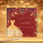 Guest book Sweet 16 red gold glitter jurk Notitieboek