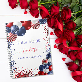 Guest book Sweet 16 red white blue patriotic USA Notitieboek