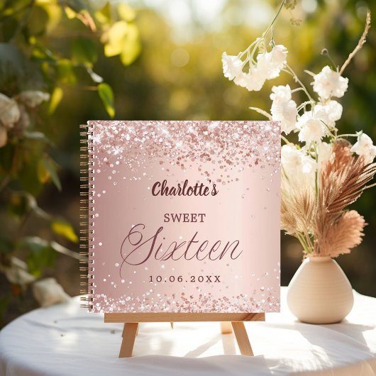 Guest book Sweet 16 rose gold pink Notitieboek