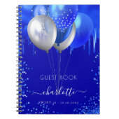 Guest book Sweet 16 royal blue drips ballonnen Notitieboek (Voorkant)