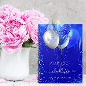 Guest book Sweet 16 royal blue drips ballonnen Notitieboek