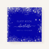 Guest book Sweet 16 royal blue Silver glitter Notitieboek (Voorkant)