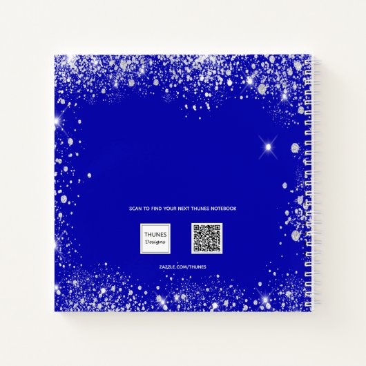 Guest book Sweet 16 royal blue Silver glitter Notitieboek (Achterkant)
