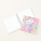 Guest book Sweet 16 roze florals holografisch Notitieboek (Binnen)