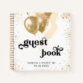 Guest book Sweet 16 white gold ballons name Notitieboek (Voorkant)