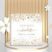 Guest book SWEET 16 white gold glitter name Notitieboek