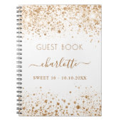 Guest book SWEET 16 white gold glitter name Notitieboek (Voorkant)