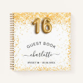 Guest book Sweet 16 white gold glitter Notitieboek (Voorkant)
