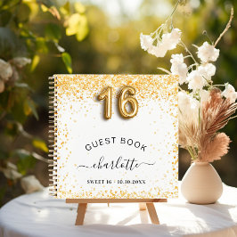 Guest book Sweet 16 white gold glitter Notitieboek