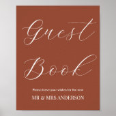 Guest Book Terracotta Burnt Sinaasappel Wedding Po Poster (Voorkant)