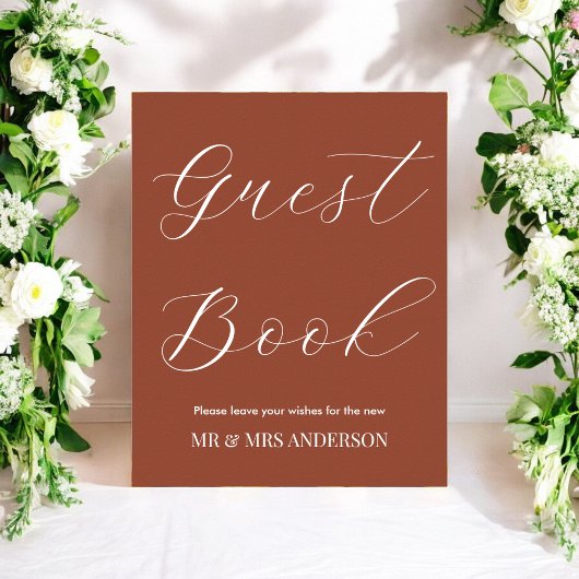 Guest Book Terracotta Burnt Sinaasappel Wedding Po Poster