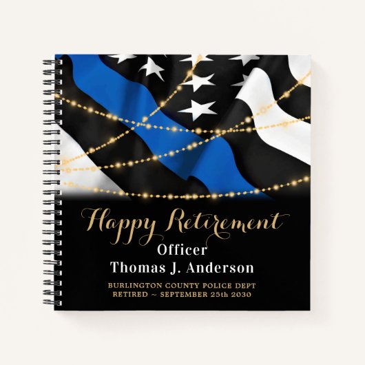 Guest Book Thin Blue Line Gold van politie Notitieboek (Voorkant)