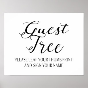 Guest book tree Modern Calligraphy Wedding party Poster