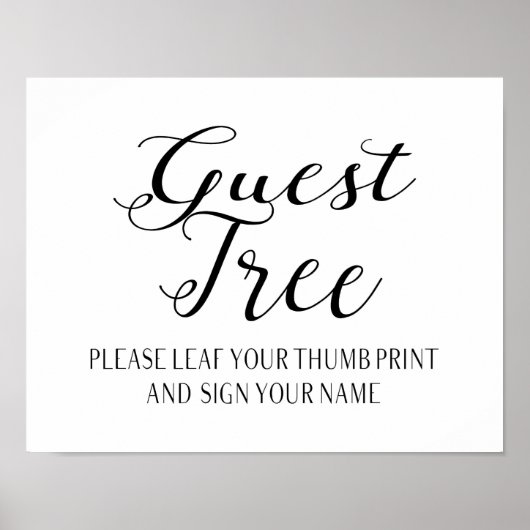 Guest book tree Modern Calligraphy Wedding party Poster (Voorkant)