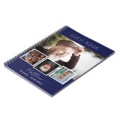 Guest book verjaardagsnavy blauw witte foto collag notitieboek (Linkerzijde)